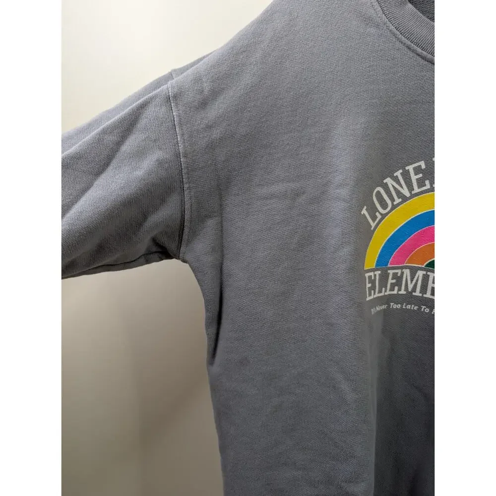 Lonely Ghost Elementary XL Grey Pullover Sweatshirt Rainbow